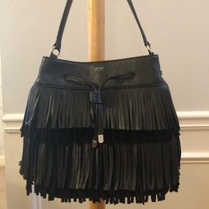 Ralph Lauren Black Leather and Suede Purse